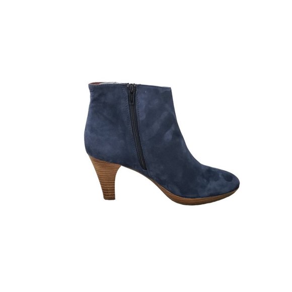 Manfield dark blue nubuck leather heeled ankle boots - Picture 2 of 12
